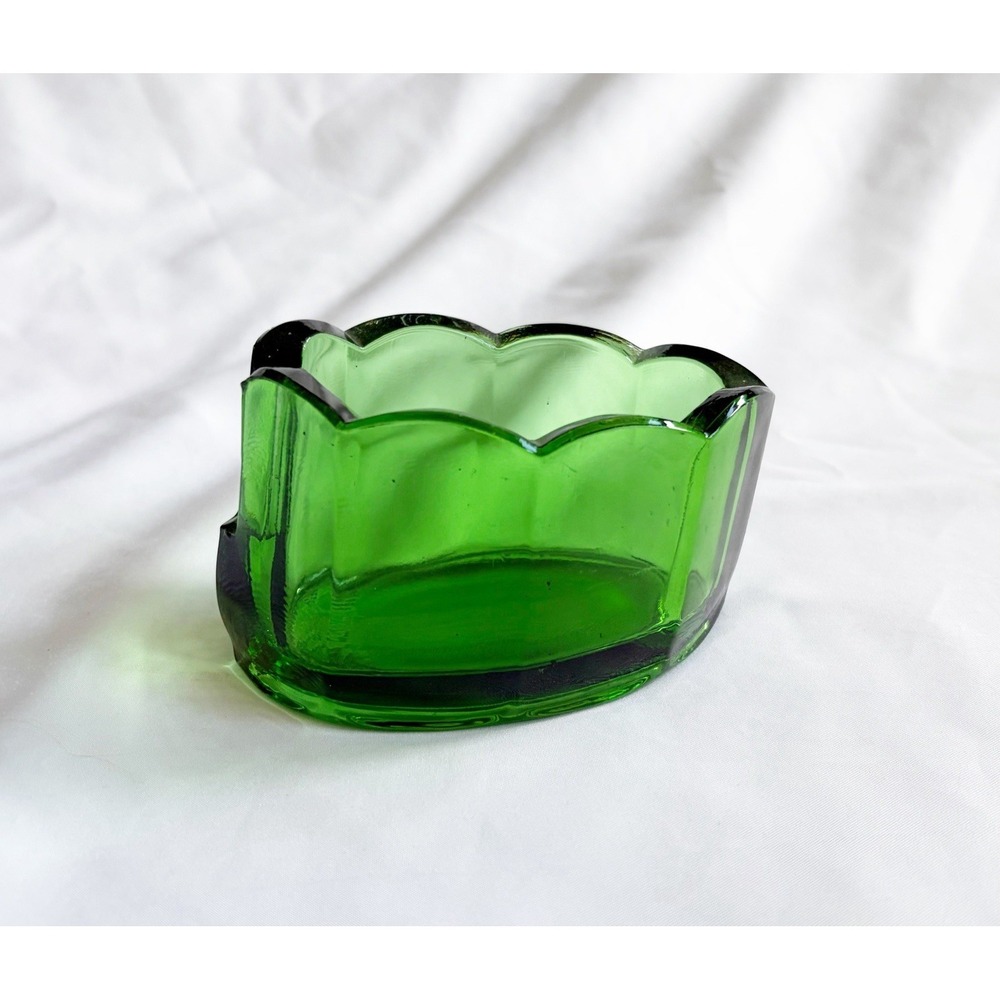 VINTAGE Clamborn Fenton Emerald Green Glass SLOTTED SPOON REST Holder